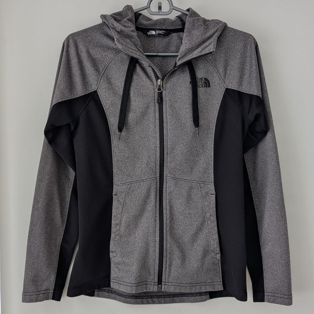 Black and Gray North Face Zip Up Hooded Track Jacket Women's Small